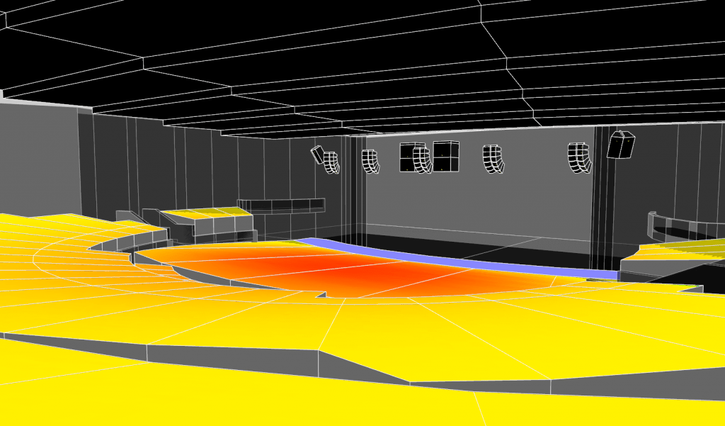 3D Model of sound system set up by L-Acoustics at the Princess Theater, Princess Cruises