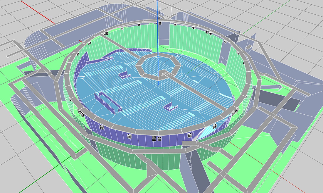 3D Model of sound system set up by L-Acoustics at the Puy du Fou for Le Dernier Panache