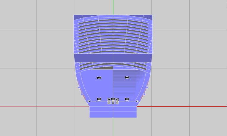 3D Model of sound system set up by L-Acoustics for Mean Girls the Musical at the August Wilson Theatre, Broadway