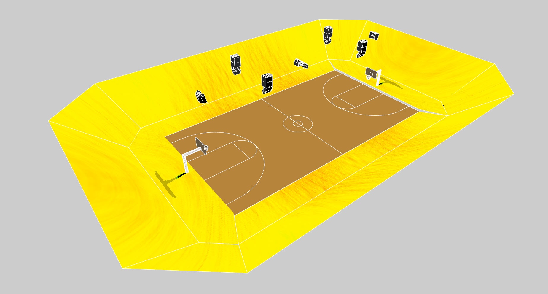 3D Model of sound system set up by L-Acoustics at the MVSU - Harrison HPER Complex