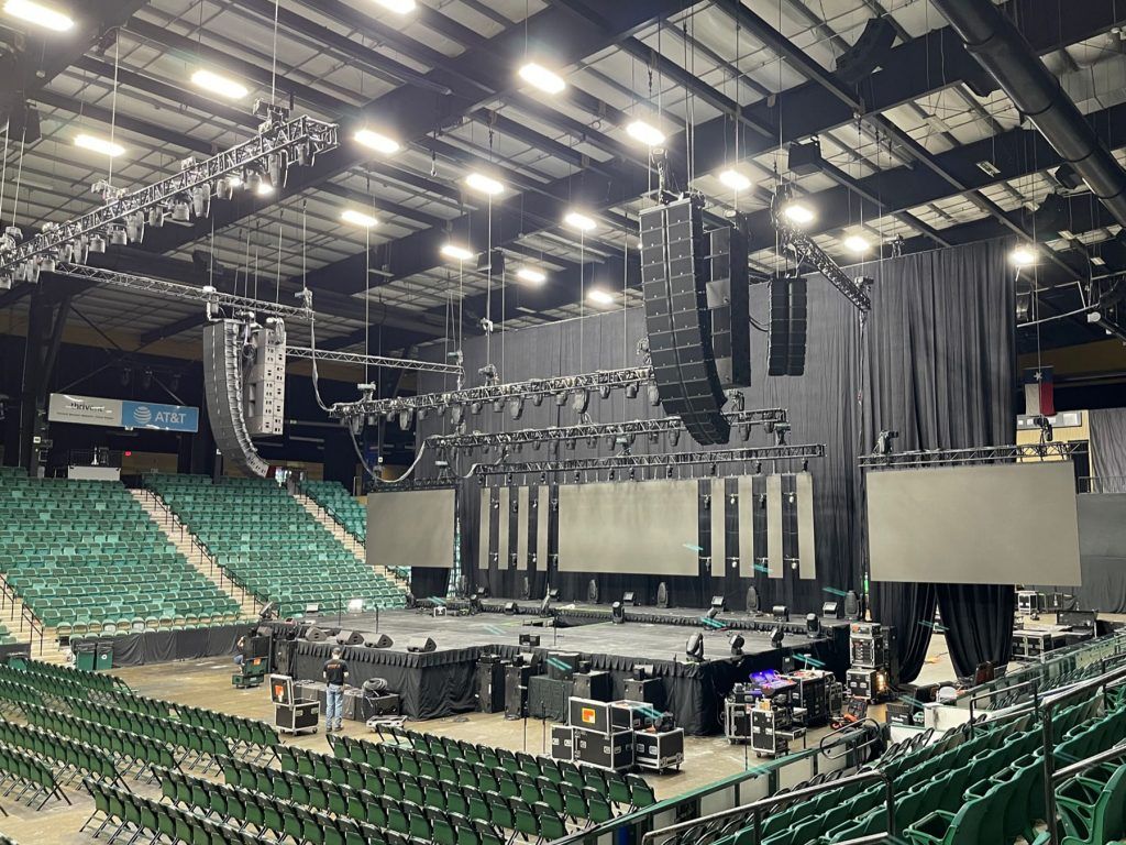 L-Acoustics speaker set up at the Texas student mobilization conference