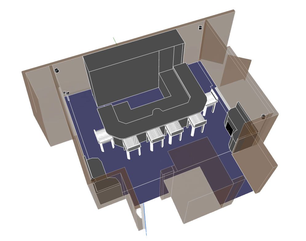 3D model aubrey bar area speakers set up