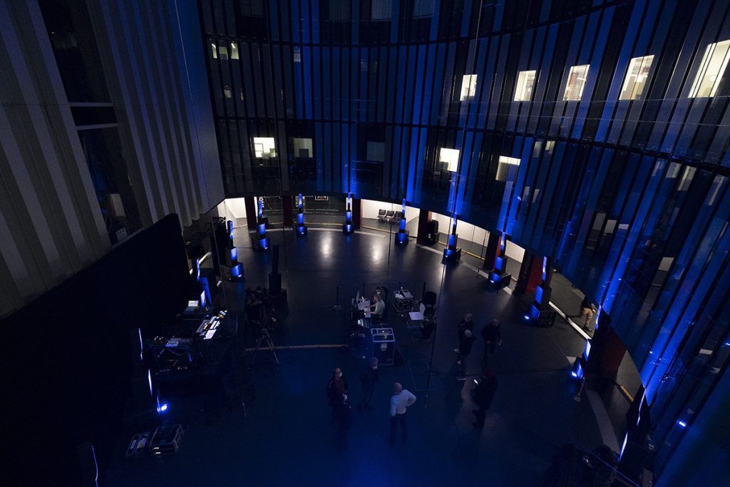 An oval of L-Acoustics Syva, Syva Low and SB21 was deployed in the Maison de la Radio’s Agorastage, with Jarre positioned at the ‘top’ of the oval on an elevated stage, to artistically achieve a zero-degree reference point for the audience.