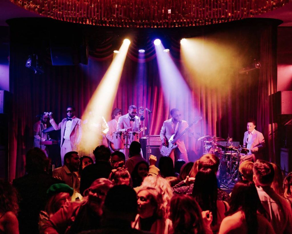 Bruno Mars’ band, The Hooligans, performing live at The Pinky Ring (photo credit: Daniel Ramos)