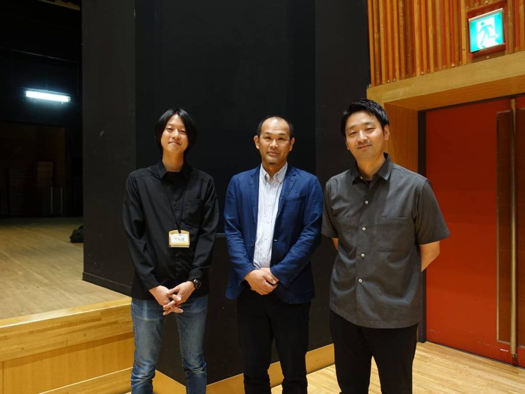 From left to right: Yuji Denpo, Head of Stage Technology, YOU Sunagawa Community Center; Yamaki Kimifumi, Secretary General, YOU Sunagawa Community Center; and Yasutaka Shinada, Managing Director of K's Sound Co., Ltd.