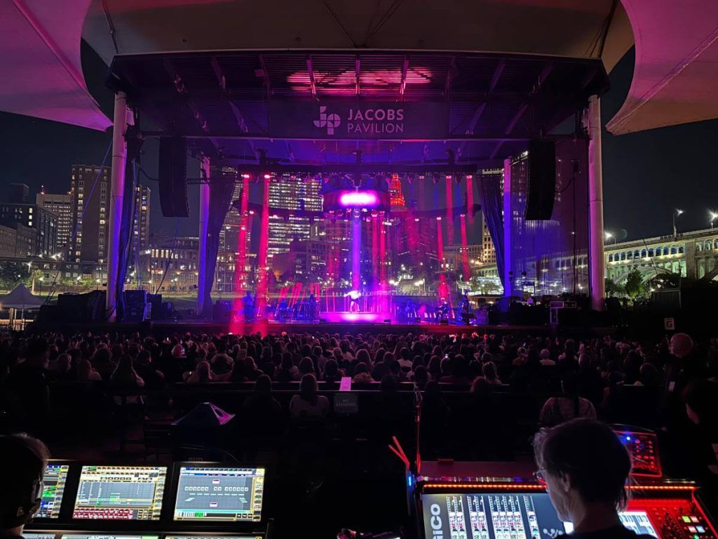 Mitski performing at Cleveland, Ohio’s Jacobs Pavilion with an L-Acoustics K Series professional sound system