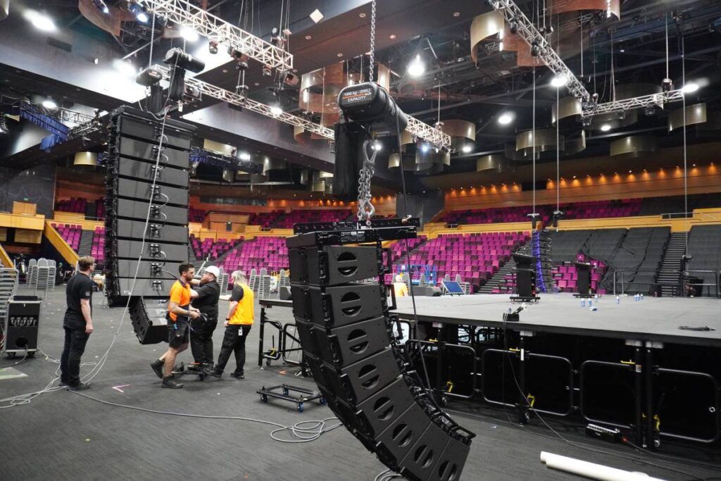 The Brisbane Convention & Exhibition Centre venue’s retractable tiered seating allows spaces to be reconfigured and the L-Acoustics concert sound system to be redeployed.