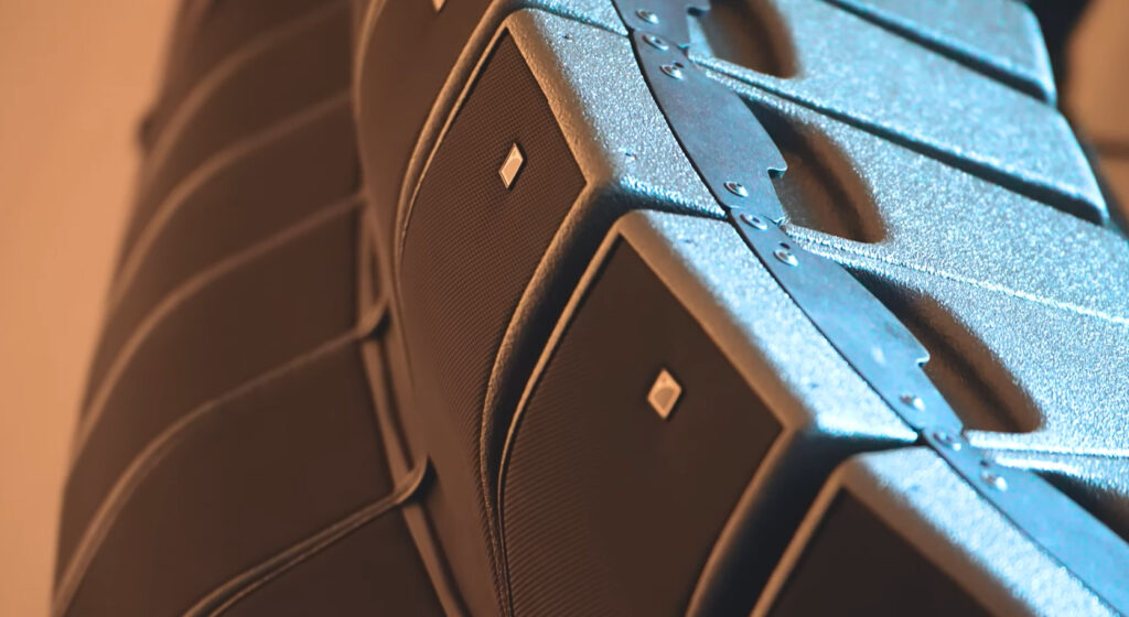 Close up of Kiva II, part of the ISB Theater professional sound system.