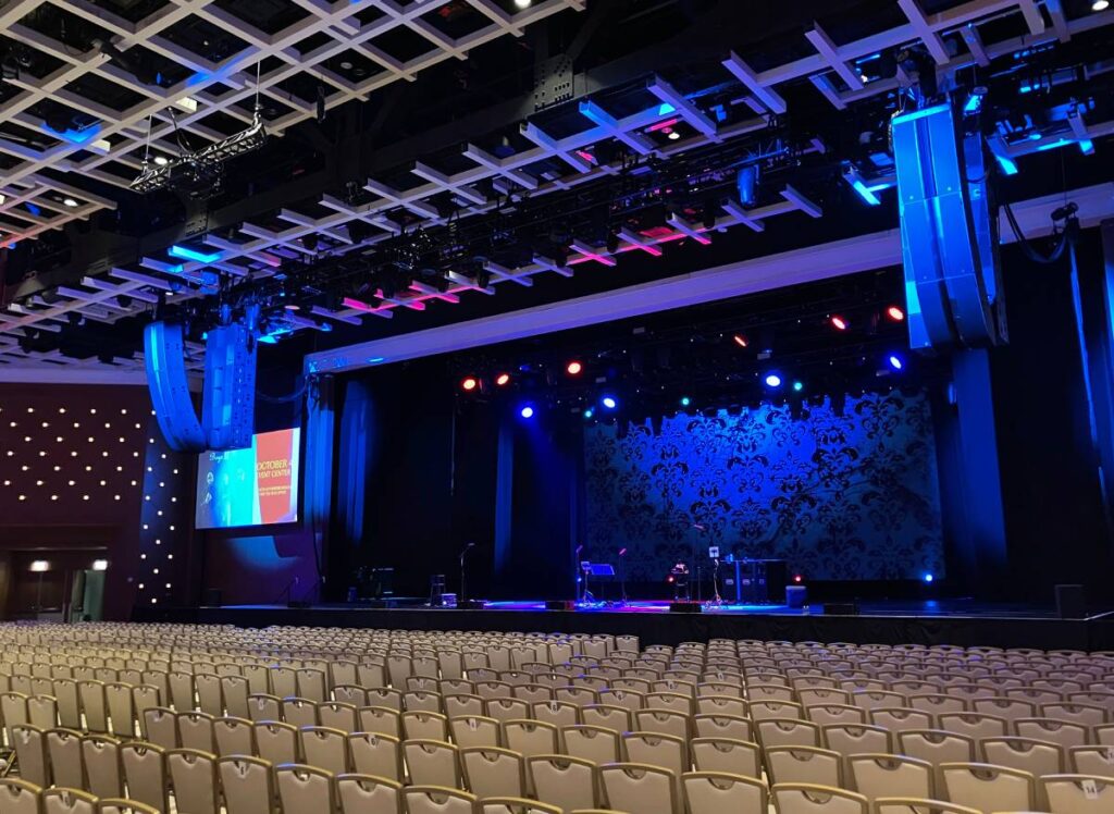 The space hosts a wide variety of events, so “they needed a versatile loudspeaker system that could handle everything equally well,” says Bauder Audio’s Brian Naab