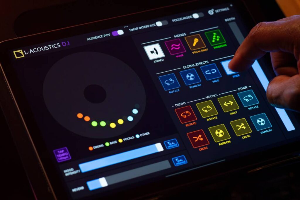 The L-Acoustics DJ system seamlessly integrates into existing DJ workflows, using proprietary Source Separate technology to deliver immersive spatial audio without disrupting traditional setups.