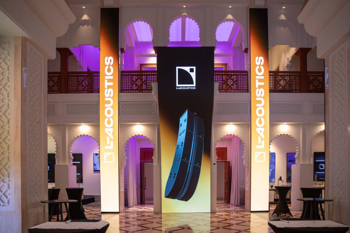 Theater of Digital Art entrance featuring L-Acoustics branding for the November 5 Dubai technology event