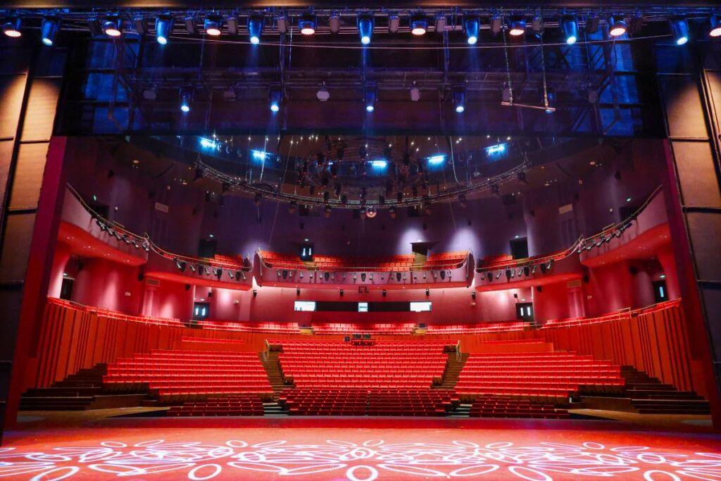Ambiance technology transforms the theatre's acoustic characteristics instantly, adapting from intimate spoken performances to reverberant musical productions at the touch of a button