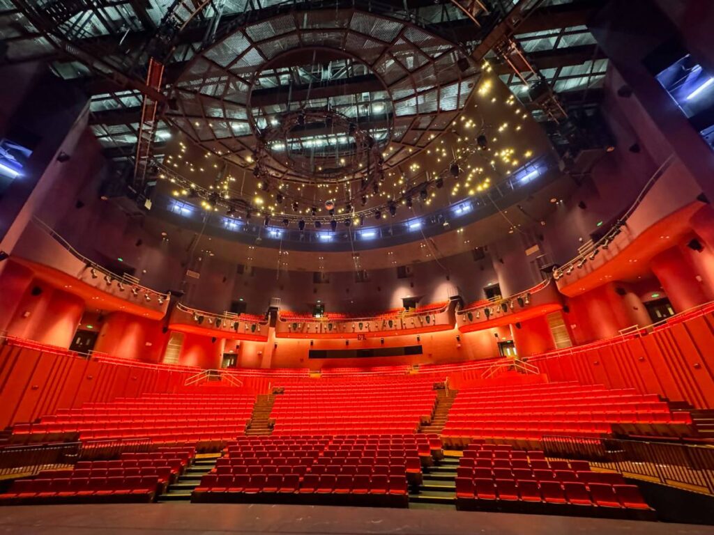 Overhead L-Acoustics X12 speakers and SB18 subwoofers complete the immersive audio sphere, reinforcing aerial acrobatic movements with precisely positioned sound