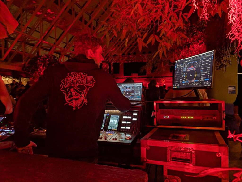 CJ Portolese provided Eggy’s FOH mix while Alex Hutchinson (not pictured) manned the system’s immersive settings via an L-Acoustics L-ISA Processor II running L-ISA Controller