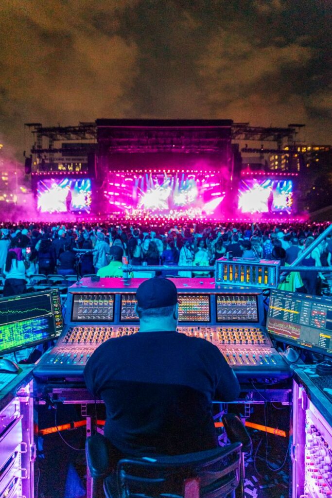 FOH engineer Sean "Sully" Sullivan, who mixes Bruno Mars, was among the first engineers to deploy L-Acoustics Source Intelligence on a major touring production. Photo: Diwang Valdez