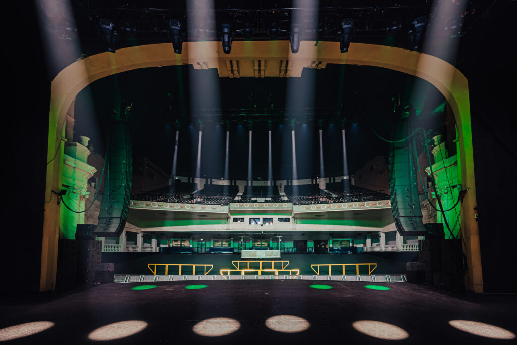 A camera shot of the view from the stage of the O2 Academy Brixton, photo credit Luke Dyson
