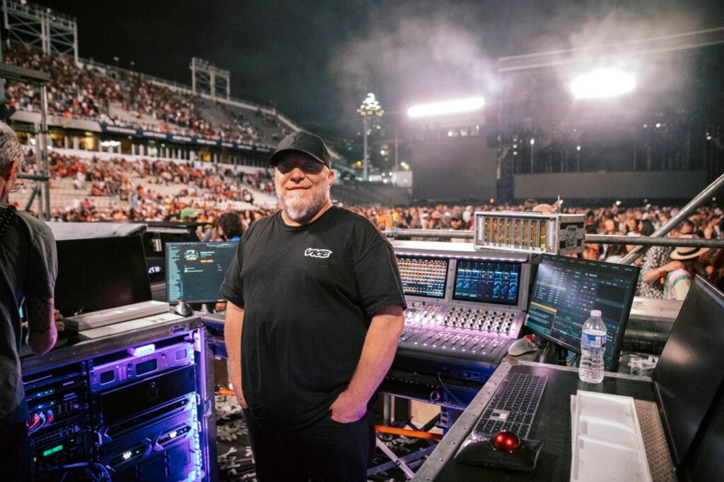 FOH engineer Sean “Sully” Sullivan at Bruno Mars’ house mix position